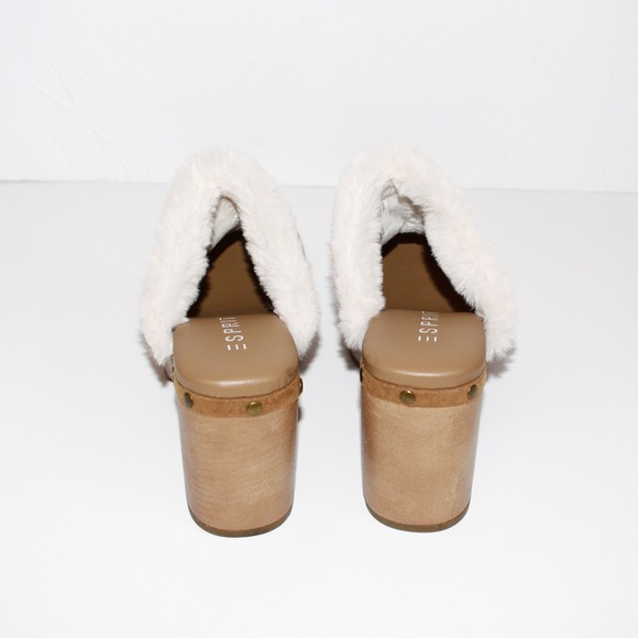 Esprit Wina Faux Fur Suede Camel Tan Clogs - Picture 6 of 7